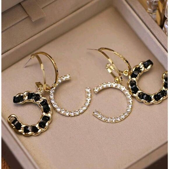 Double C Hoop Earrings - Picture 1 of 2